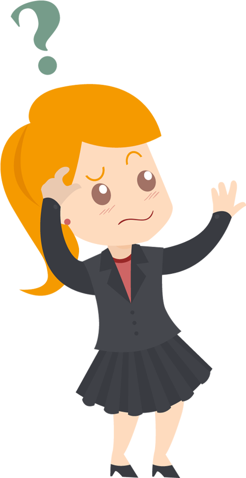 Confused Cartoon Girlwith Question Mark PNG Image