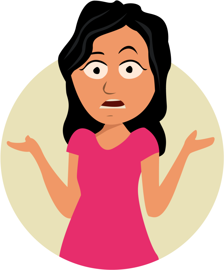 Confused Cartoon Woman Gesture PNG Image