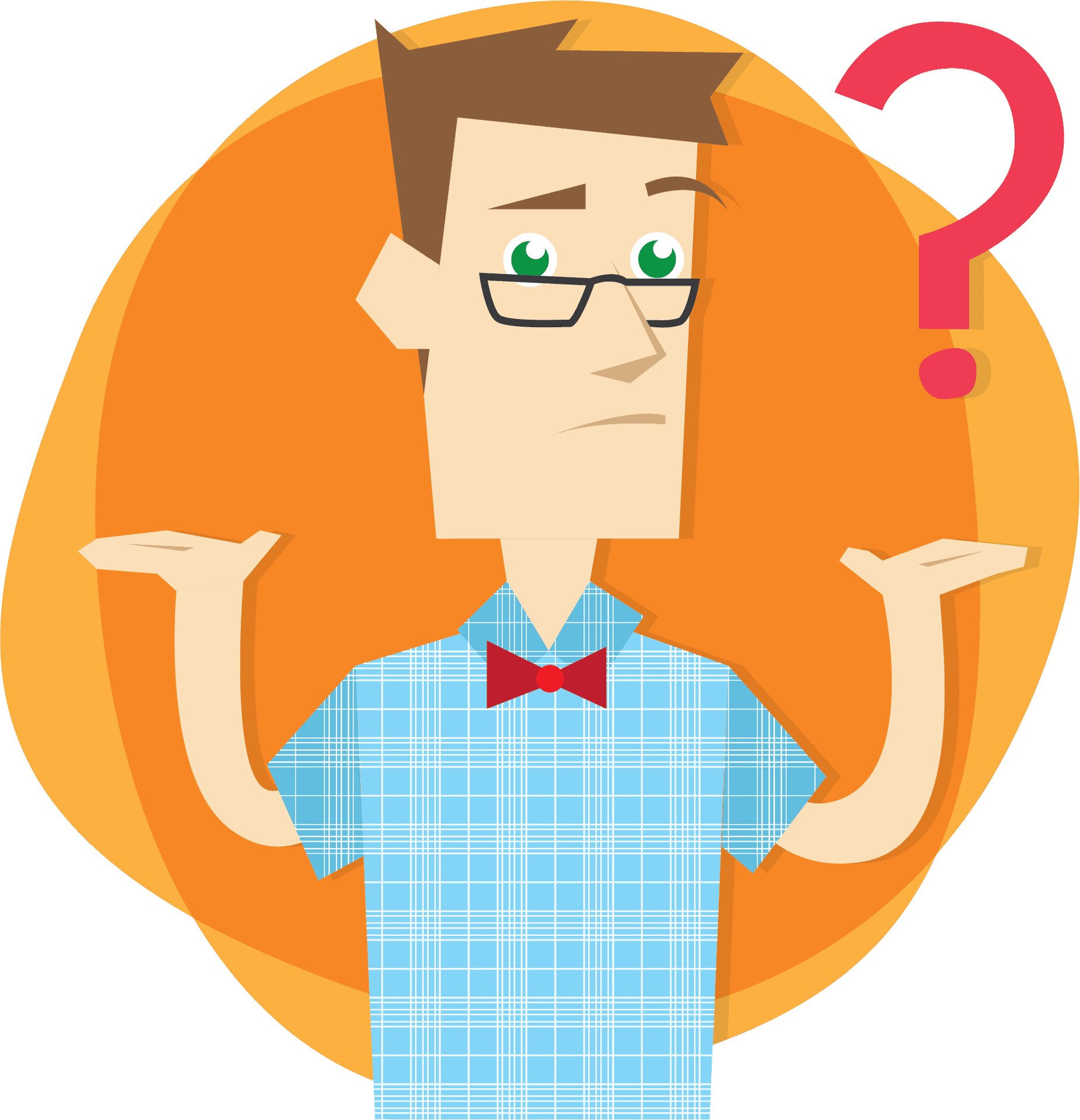 Confused Man Cartoon Question Mark PNG Image