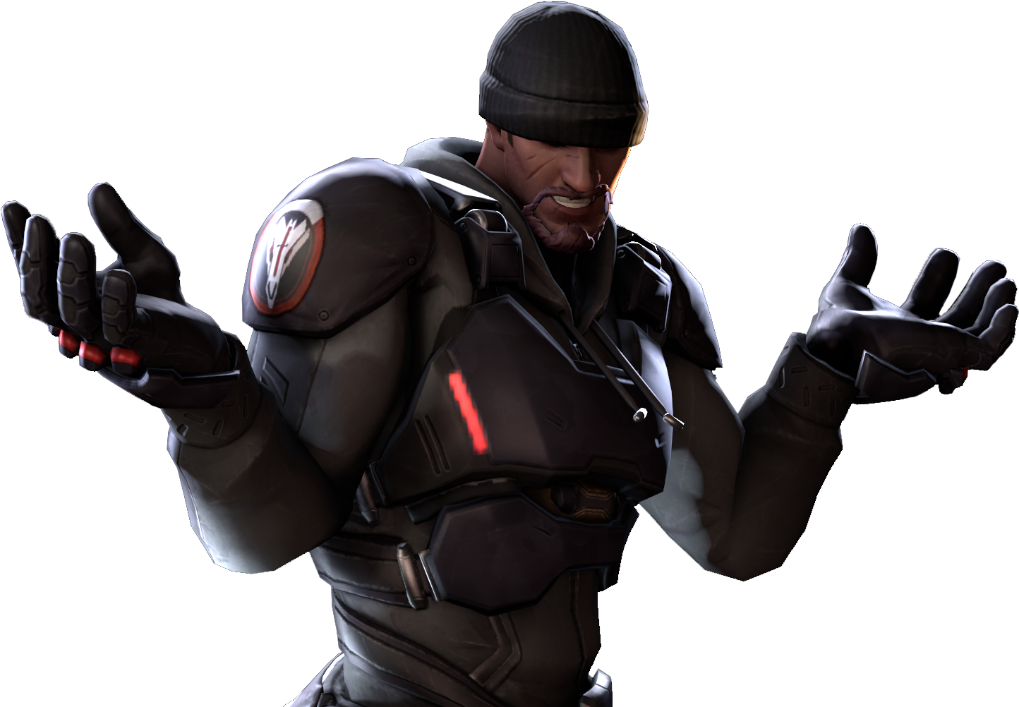 Confused Mercenary Shrug PNG Image