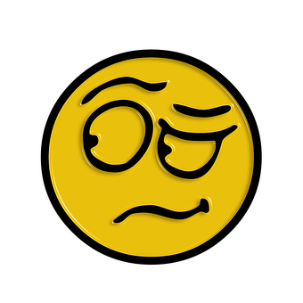 Confused Yellow Emoji Black Background PNG Image