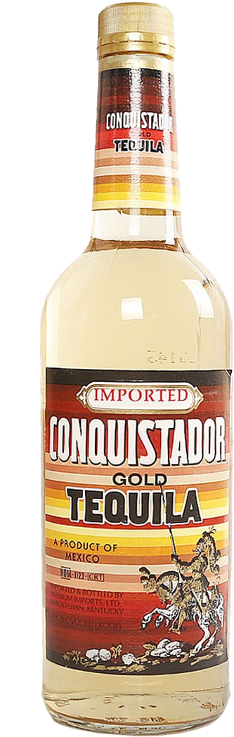 Conquistador Gold Tequila Bottle PNG Image