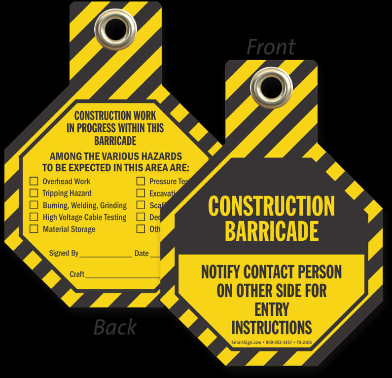 Construction Barricade Warning Tags PNG Image