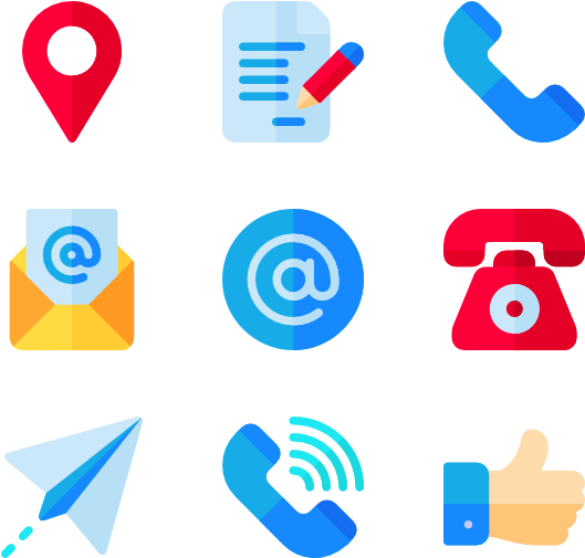 Contact Us Icons Set PNG Image