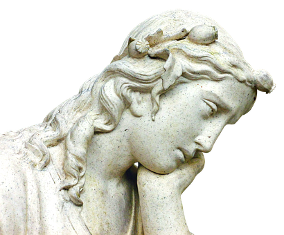 Contemplative Angel Statue PNG Image