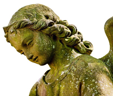 Contemplative Angel Statue PNG Image