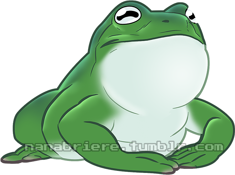 Contemplative Cartoon Frog PNG Image