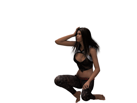 Contemplative_ Female_3 D_ Model PNG Image