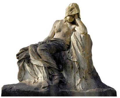 Contemplative Figure Statue PNG Image