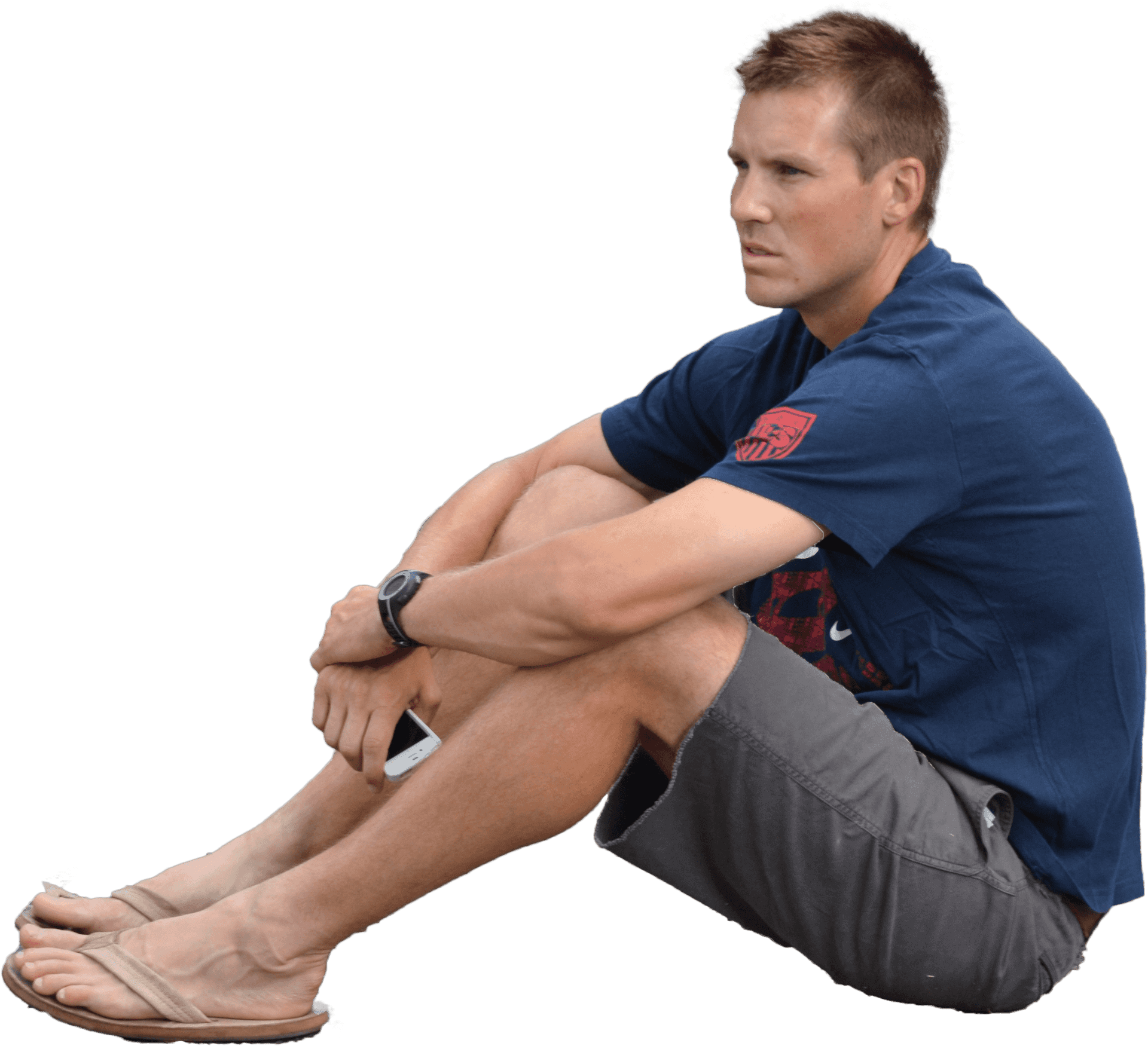 Contemplative Man Sitting Casually PNG Image