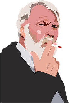 Contemplative Man Smoking PNG Image