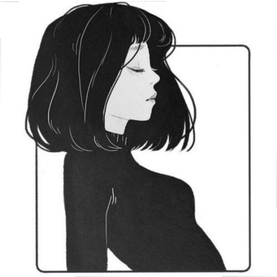 Contemplative Profile Line Art PNG Image