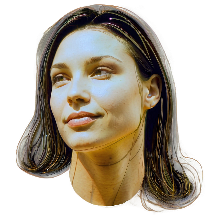 Contemplative Woman Portrait PNG Image