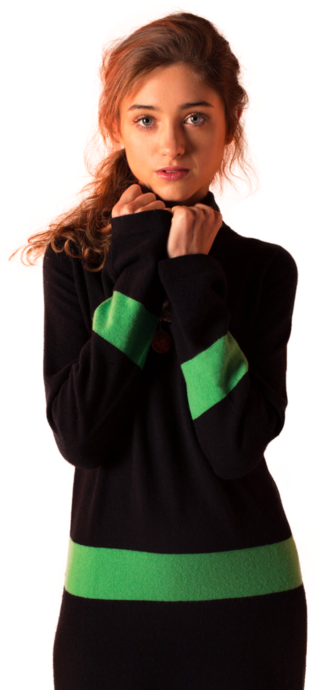 Contemplative Young Womanin Black Sweater PNG Image