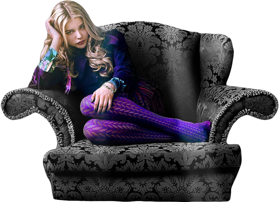 Contemplative Young Womanon Ornate Chair PNG Image