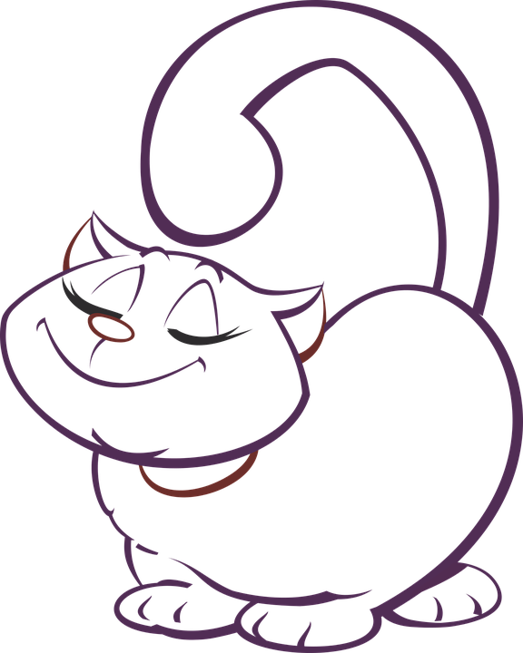 Contented Cartoon Cat Drawing PNG Image