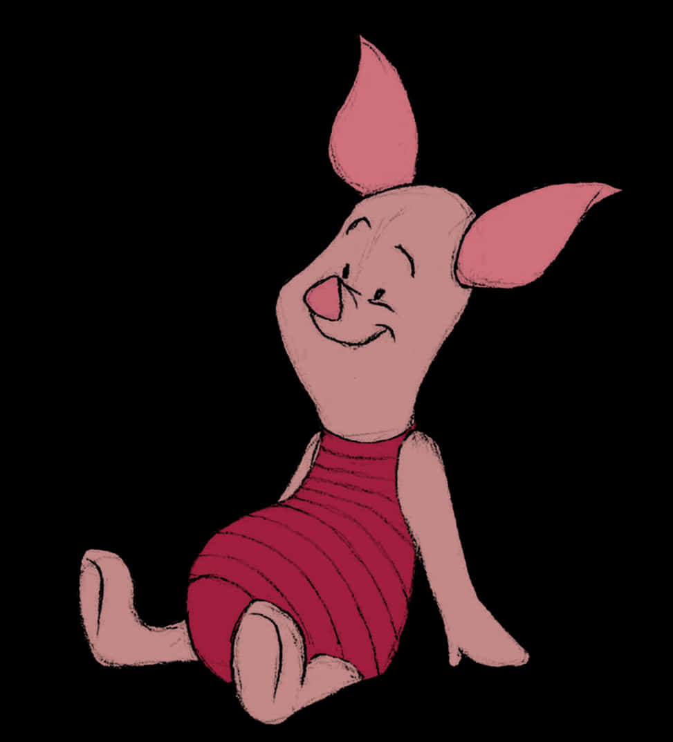 Contented Piglet Cartoon Illustration PNG Image