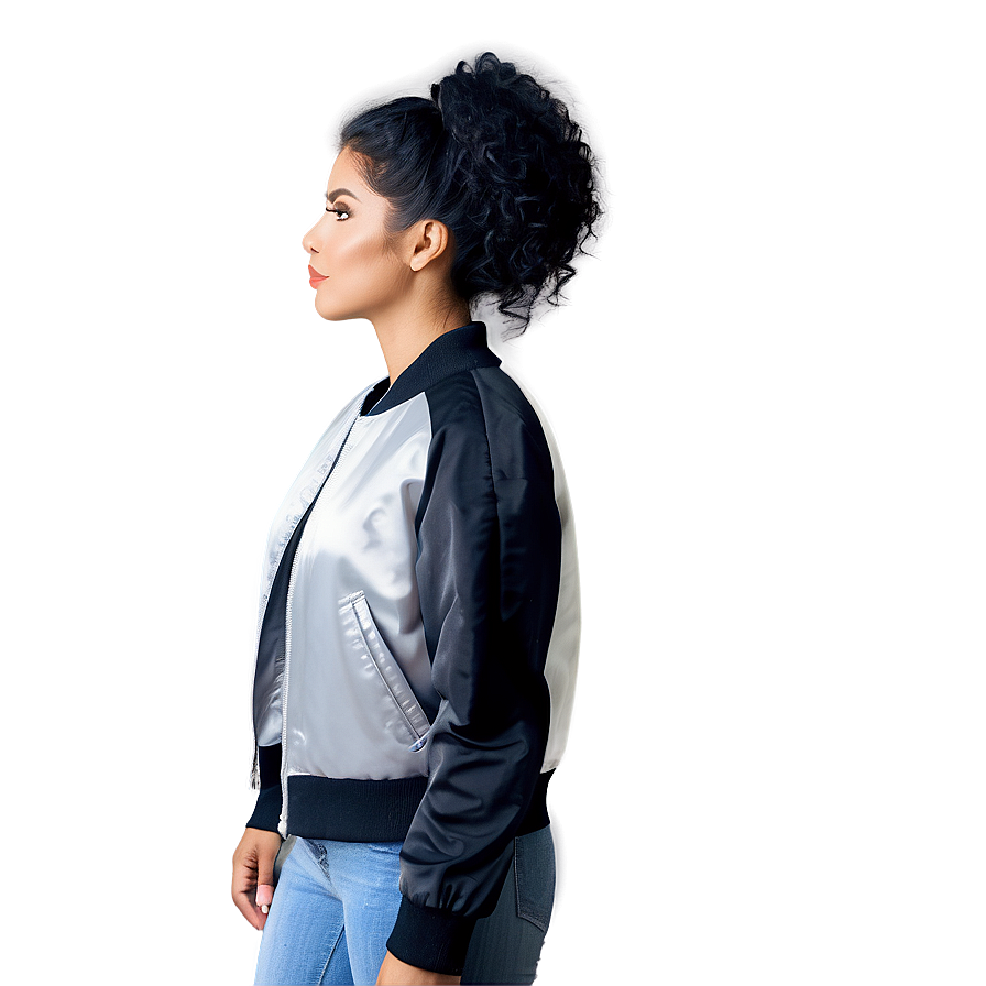 Contrast Sleeve Bomber Png Asx76 PNG Image