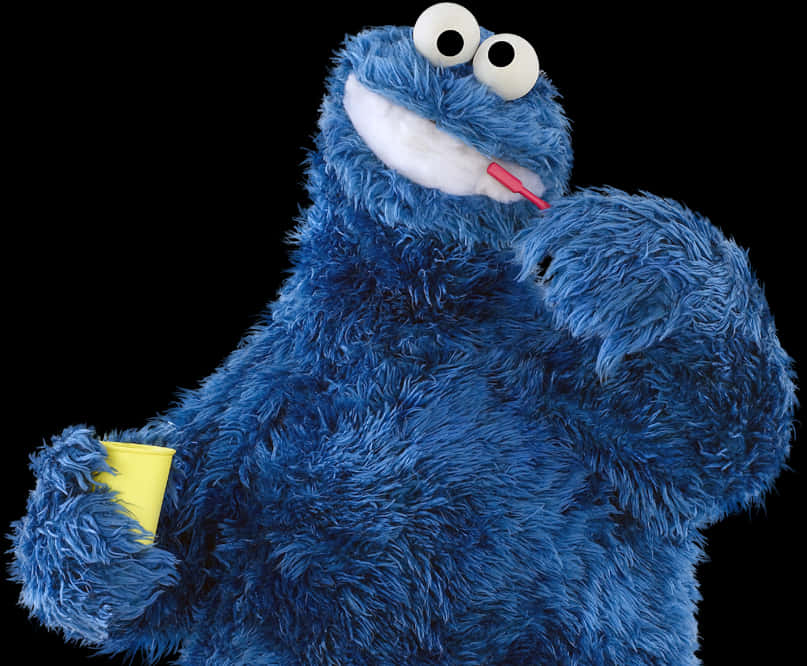 Cookie Monster Holding Cookie Cup PNG Image