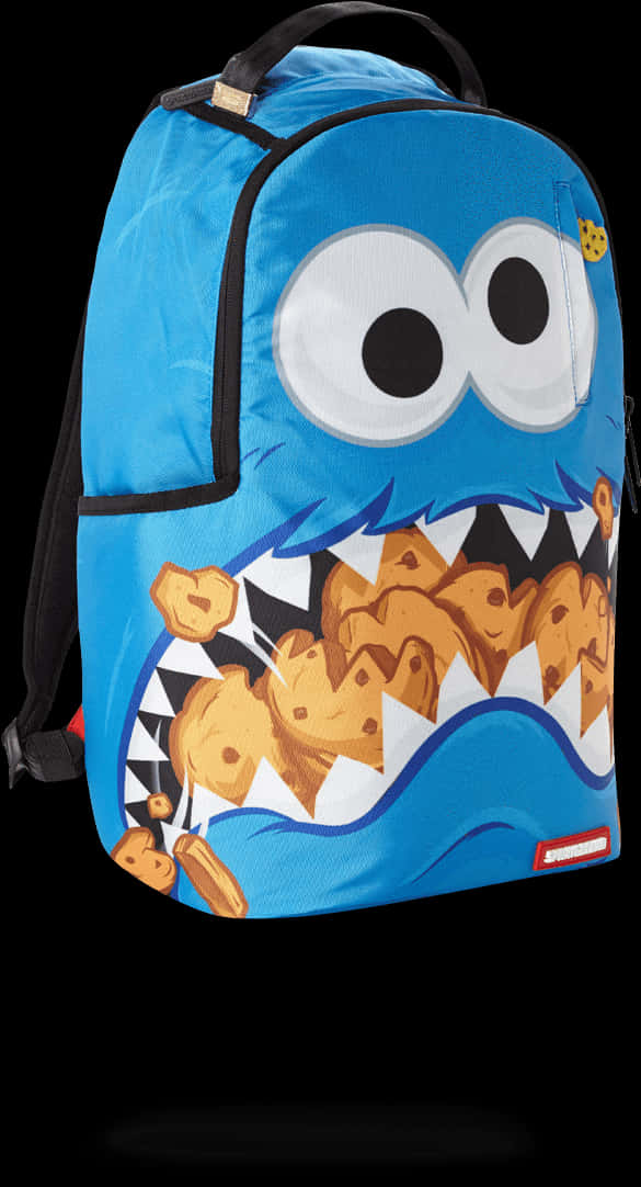 Cookie Monster Themed Backpack PNG Image