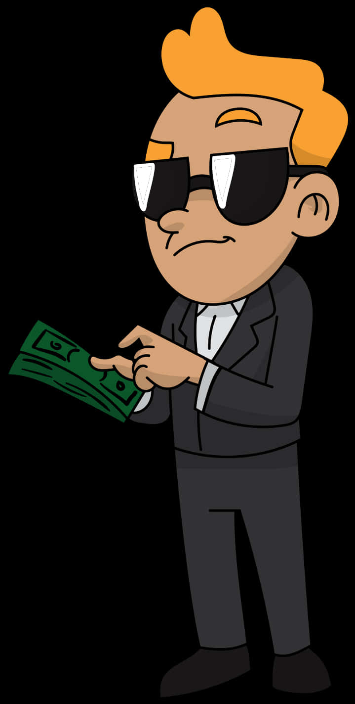 Cool Businessman Holding Money PNG Image