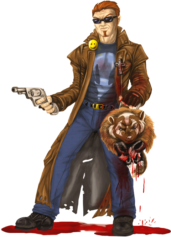 Cool Dude With Gun And Monkey PNG Image