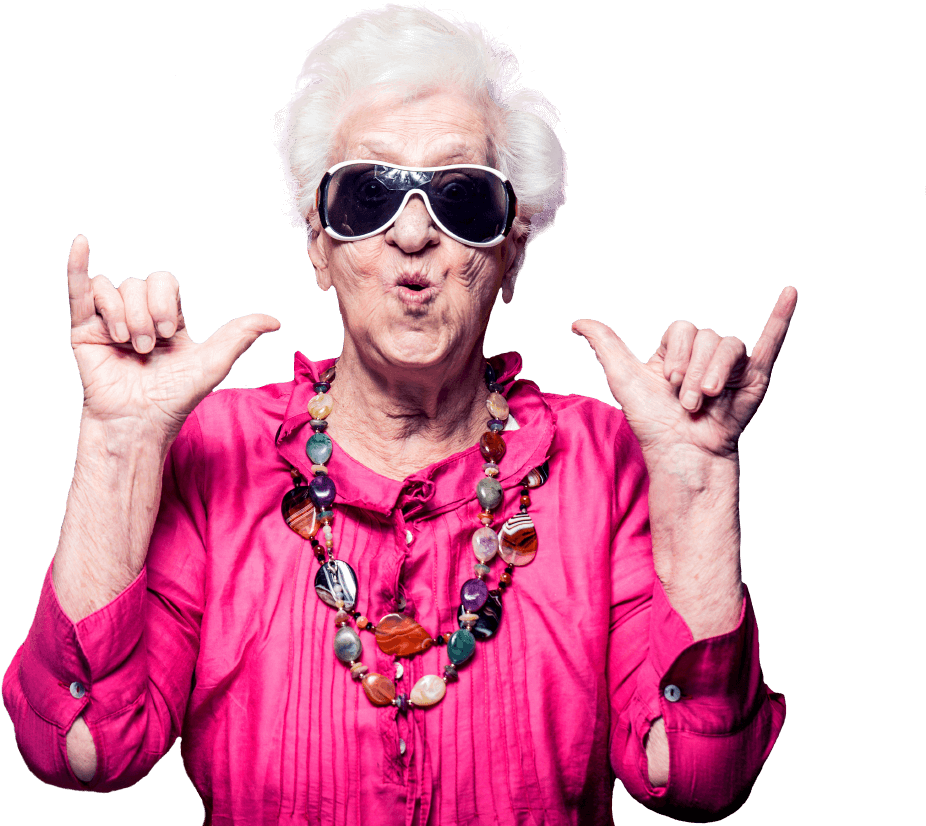 Cool Grandma Rocking Out PNG Image