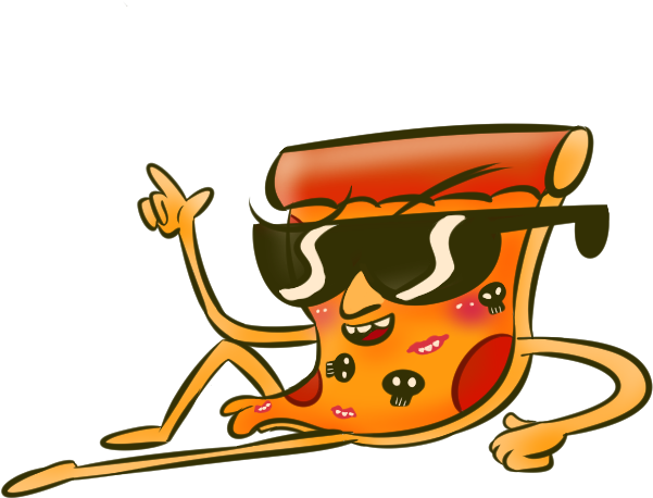 Cool Pizza Slice Cartoon Character PNG Image