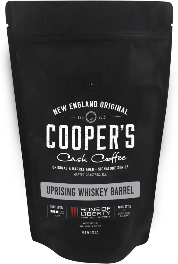 Coopers Cask Coffee Whiskey Barrel Aged Packaging PNG Image