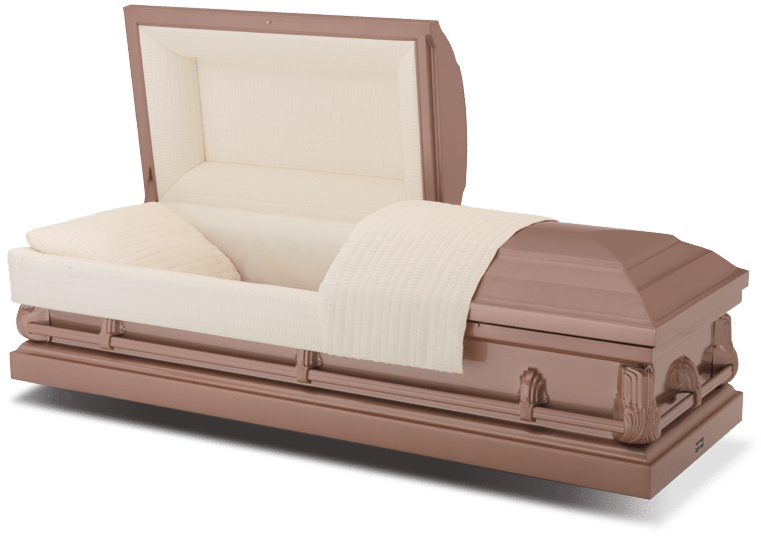 Copper Tone Casket Display PNG Image