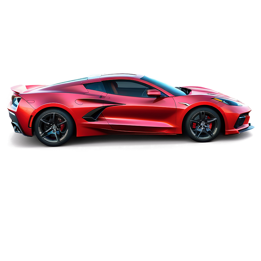 Coral Red Corvette C8 Png 12 PNG Image