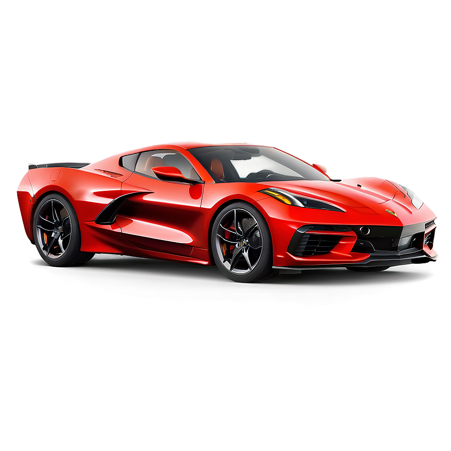 Coral Red Corvette C8 Png 45 PNG Image