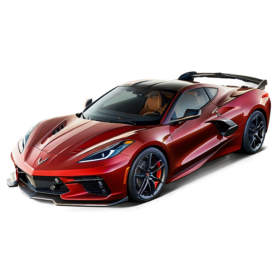 Coral Red Corvette C8 Png Cnh PNG Image