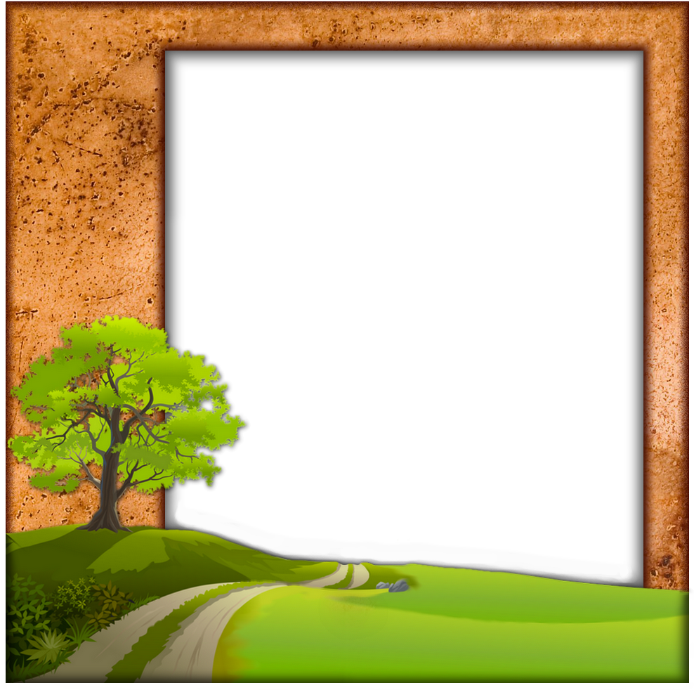 Cork Board Framewith Landscape PNG Image