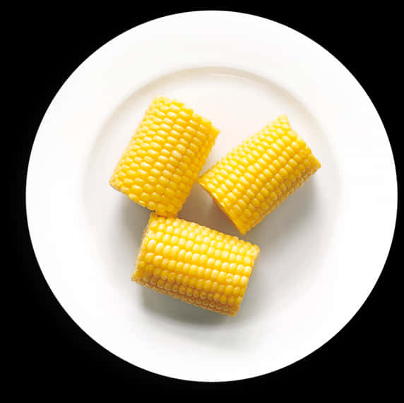 Corn Cobson White Plate PNG Image