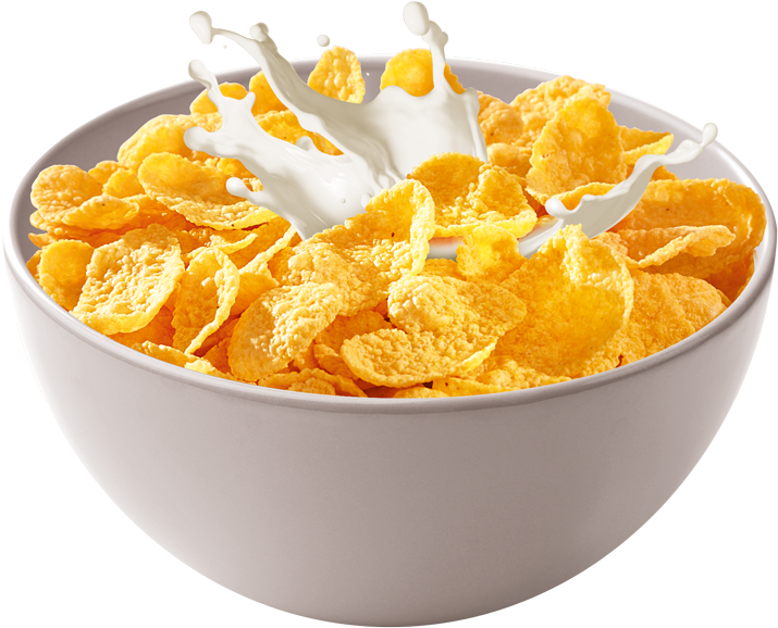 Corn Flakes Milk Splash Cereal Bowl.jpg PNG Image