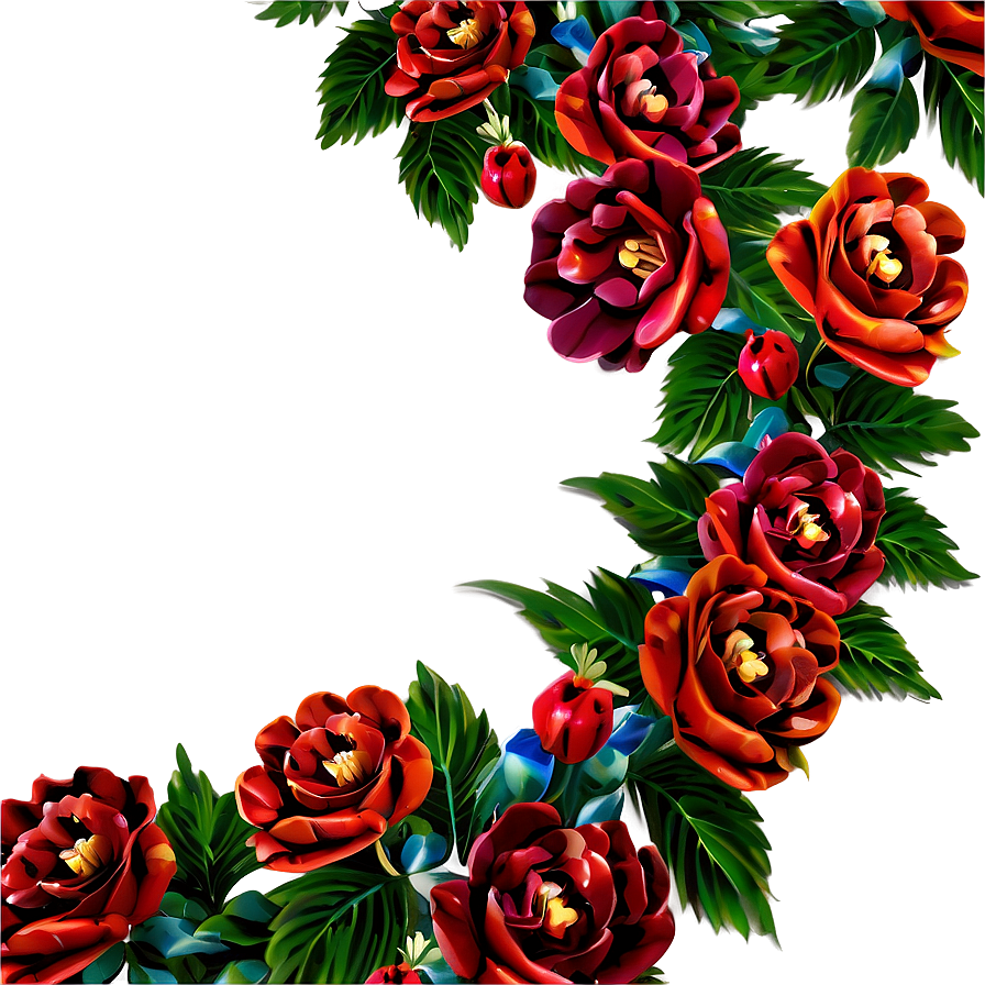 Corner Flower Wreath Png Ekh PNG Image