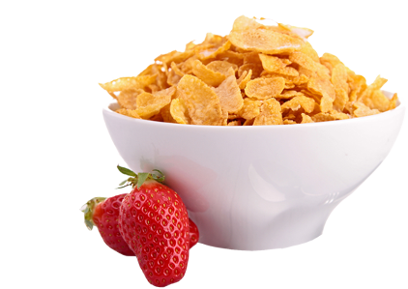 Cornflakes Cereal Bowlwith Strawberry.png PNG Image