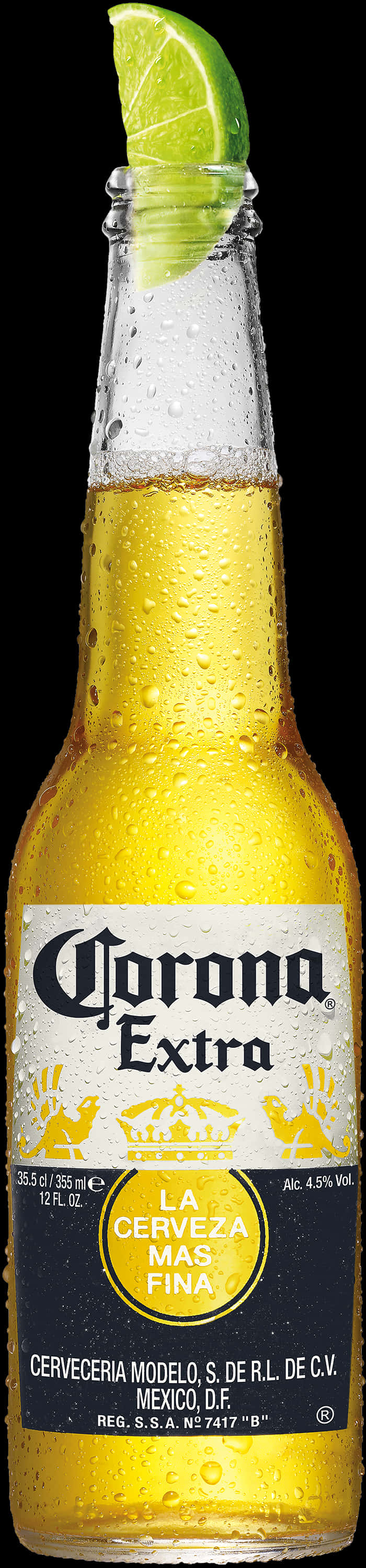 Corona Extra Beer Bottle With Lime PNG Image