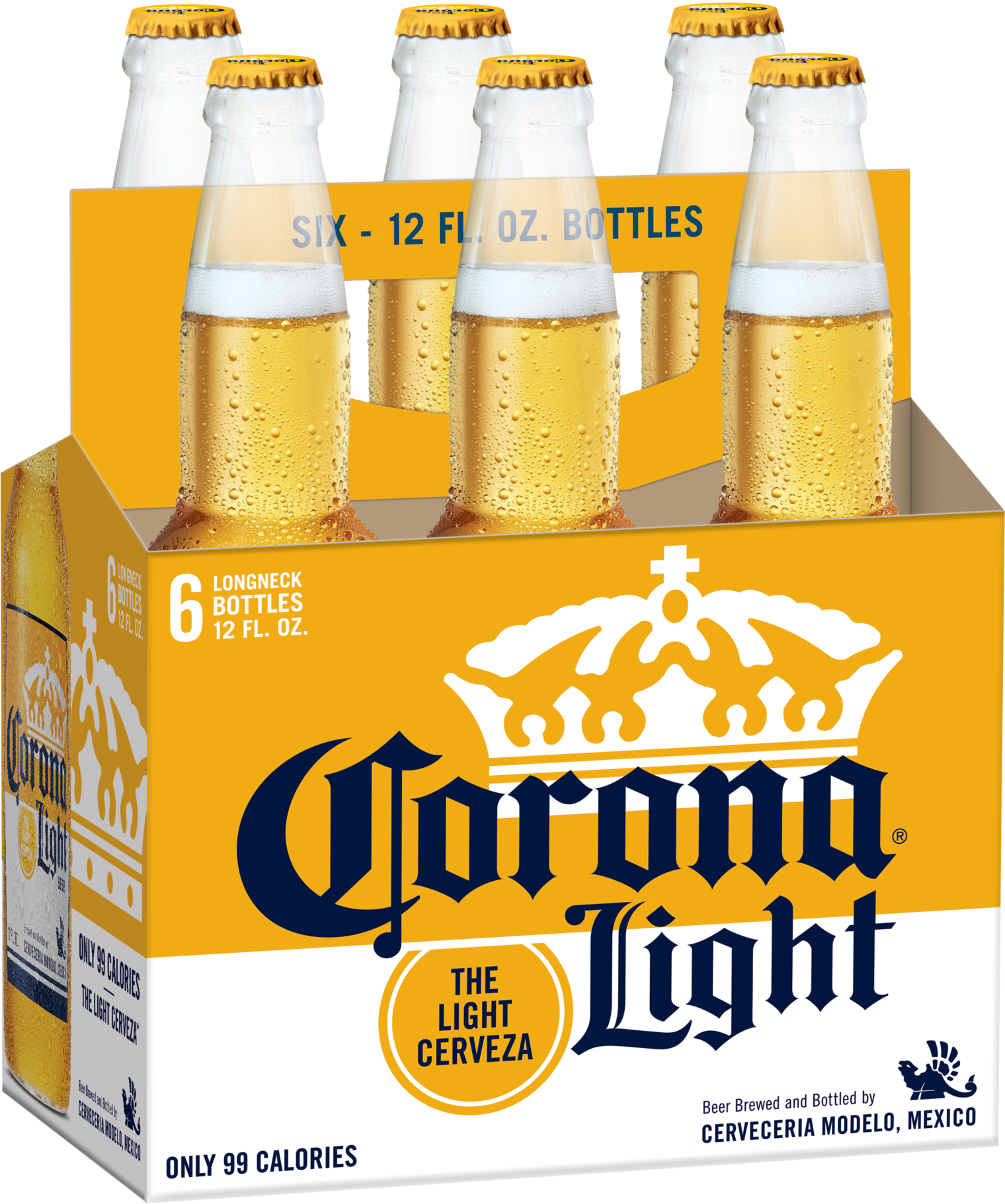 Corona Light Beer Six Pack Bottles PNG Image