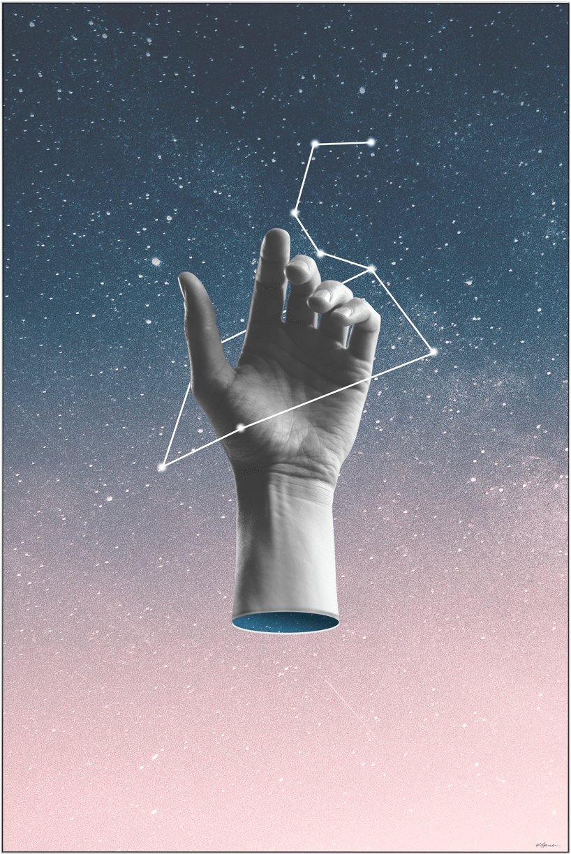 Cosmic Hand Constellation Surreal Art PNG Image