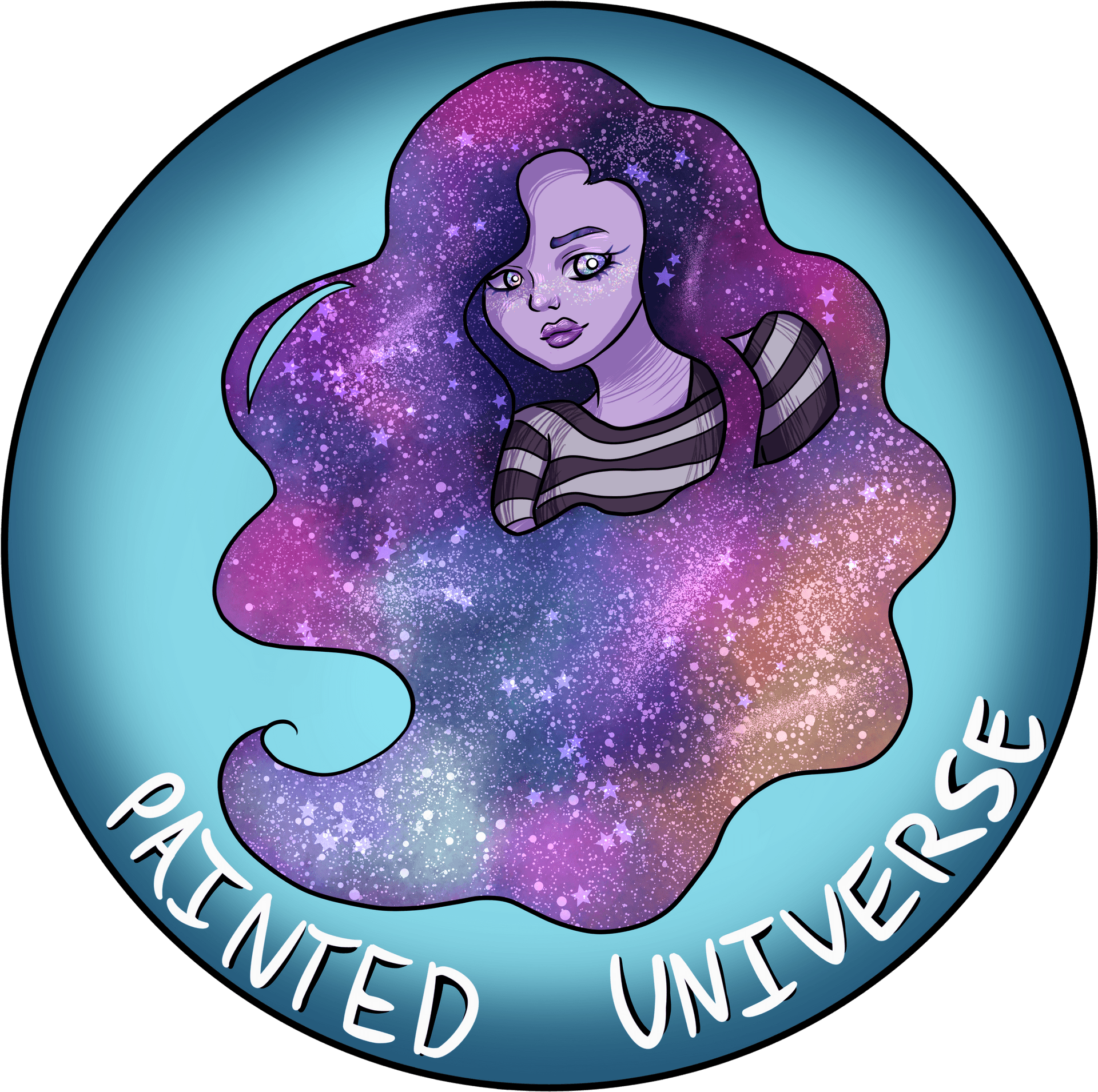 Cosmic Portrait_ Galactic Hair Illustration PNG Image