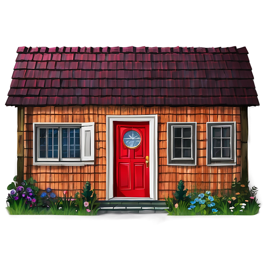 Cottage With A Red Door Png Yyw PNG Image