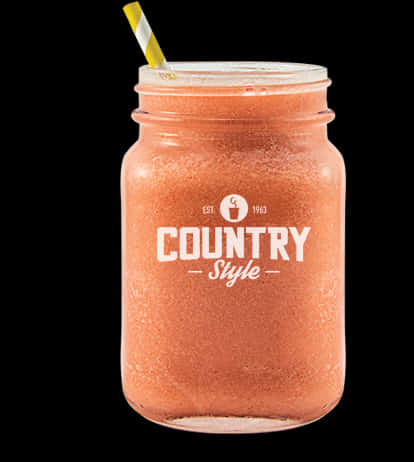 Country Style Smoothiein Mason Jar PNG Image