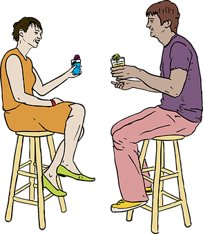 Couple Exchanging Gifts Illustration PNG Image