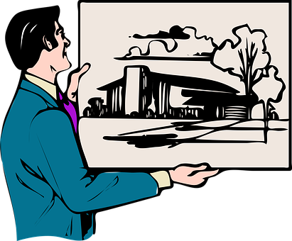 Couple Lookingat House Drawing PNG Image