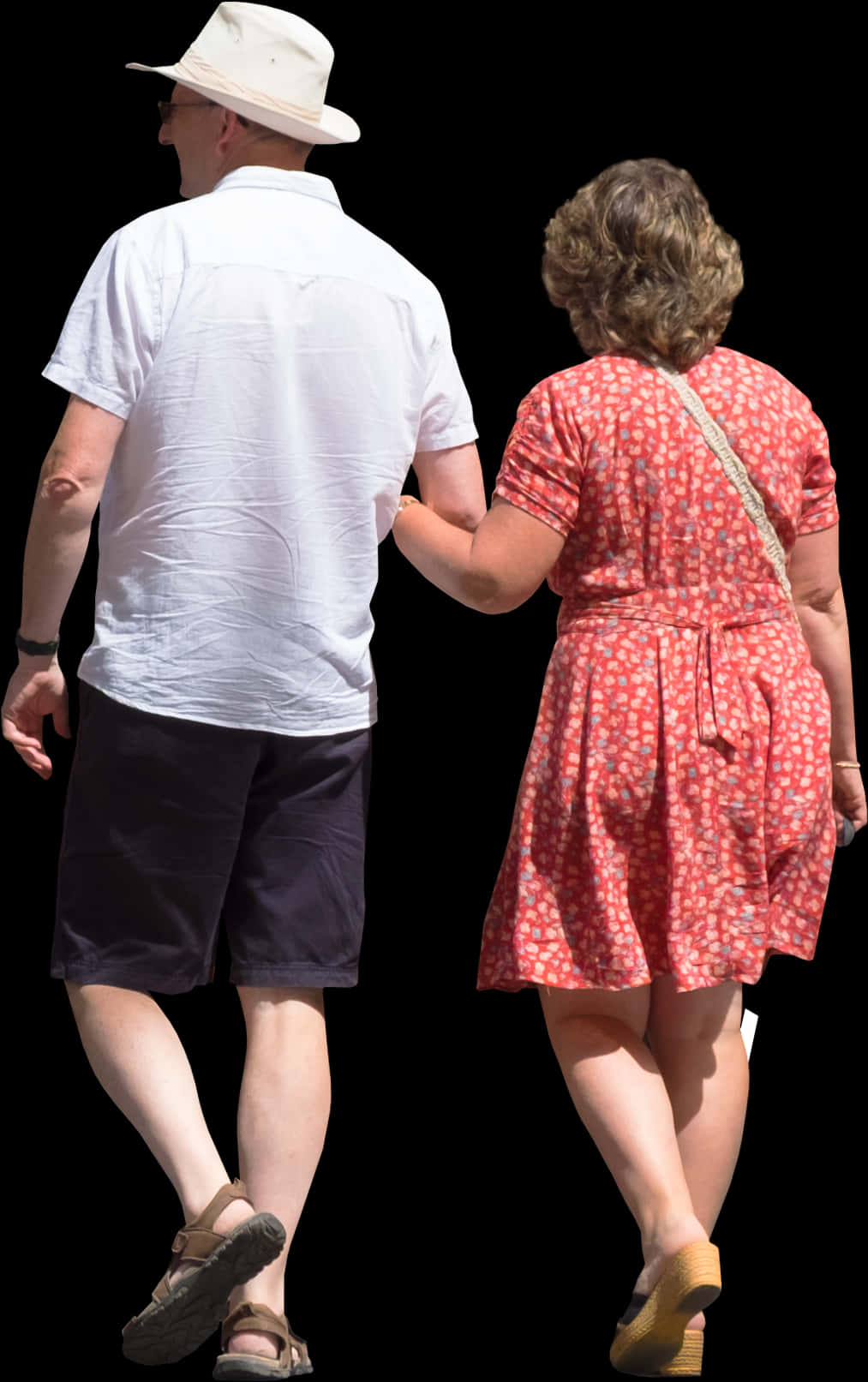 Couple Walking Together Summer Outfit PNG Image