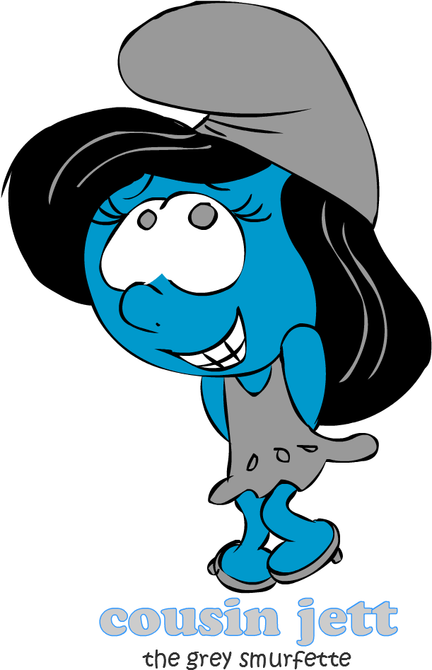 Cousin Jett Grey Smurfette Character PNG Image