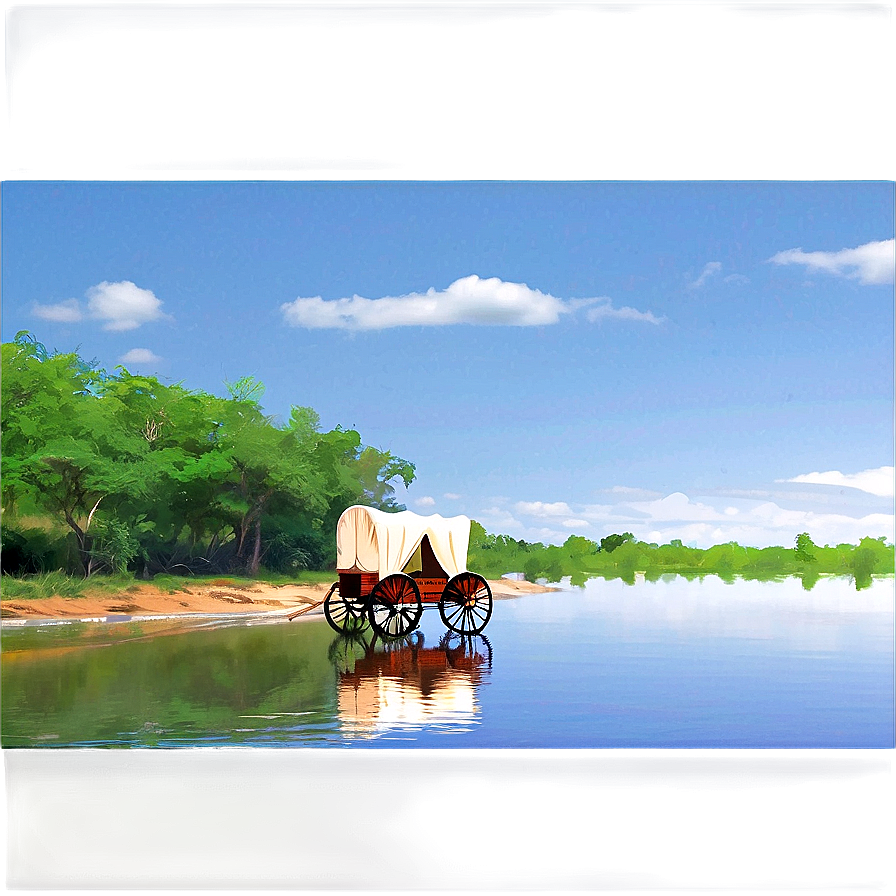 Covered Wagon Crossing River Png 81 PNG Image