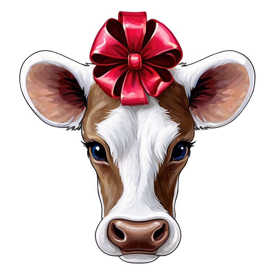 Cow Face With Bow Png Fcx PNG Image